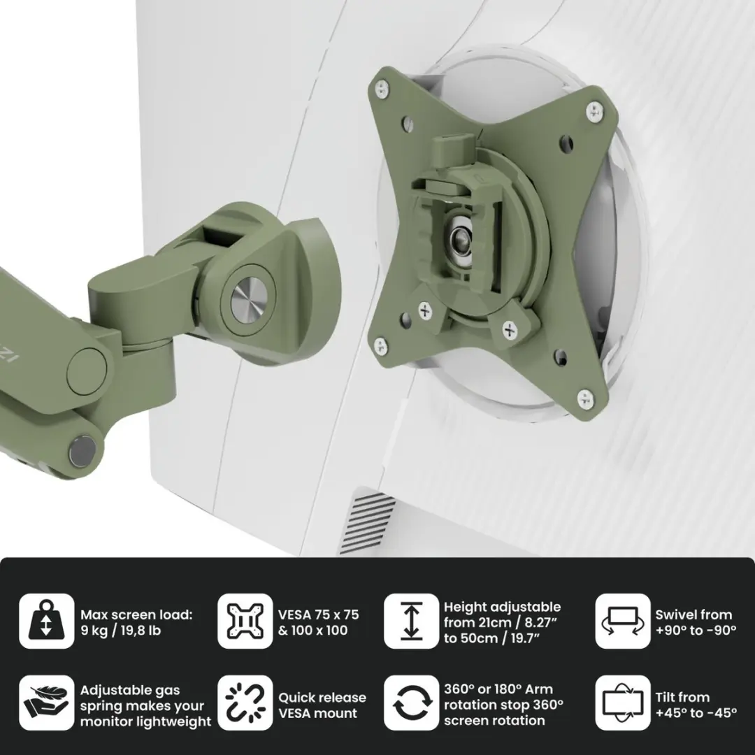 Arozzi Alzare Neo AZ-ALZARE-NEO-DUO-FST Dubbele Monitorarm - 17"-34" - Groen