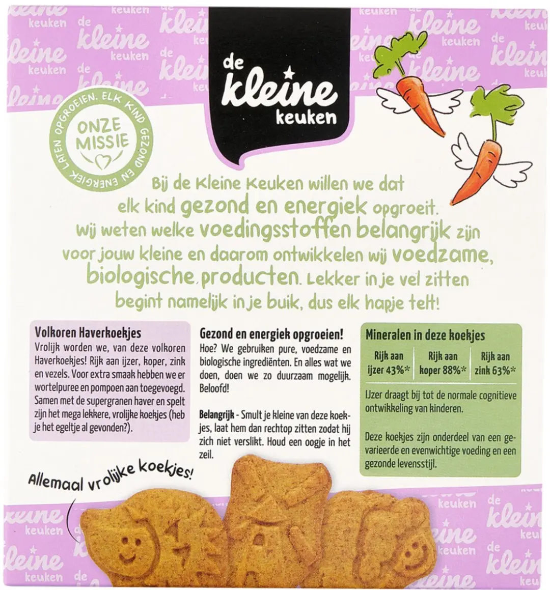 De Kleine Keuken Bio Haverkoekjes Wortel & Pompoen - 20 Stuks