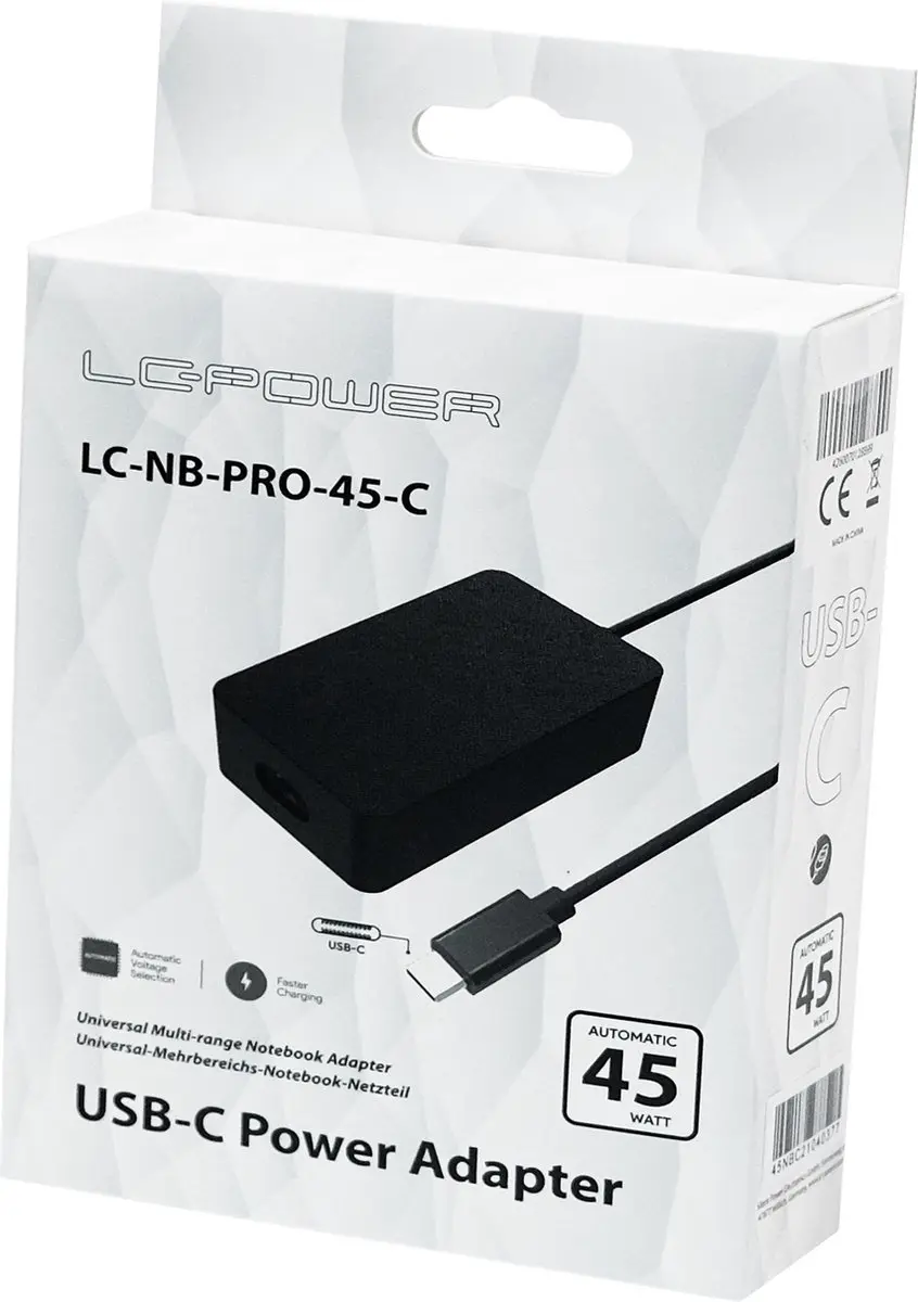 LC Power LC-NB-PRO-45-C USB-C Laptopadapter 45W