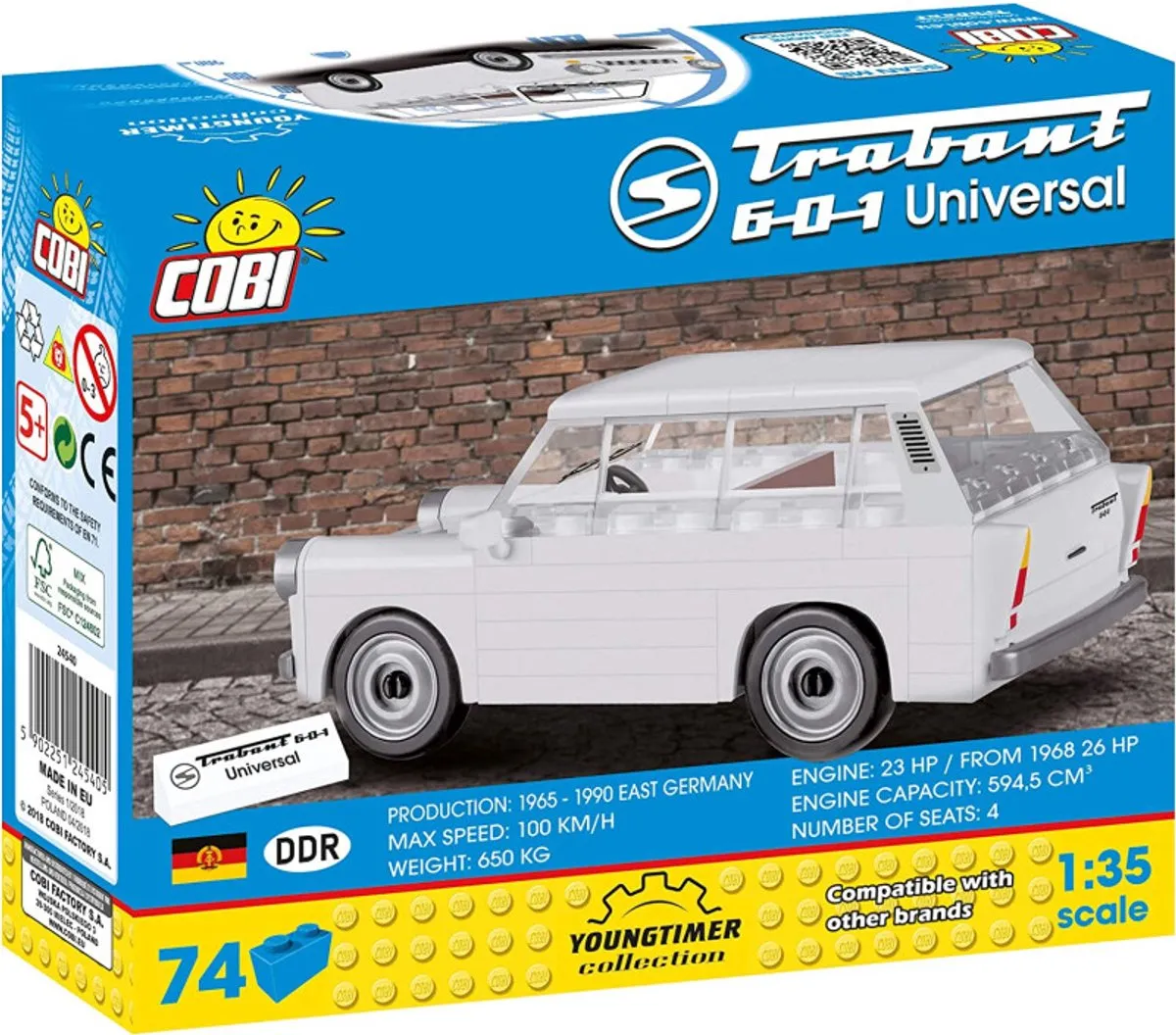 Cobi Youngtimer Trabant 601 Bouwpakket 74-delig 1:35 - Wit