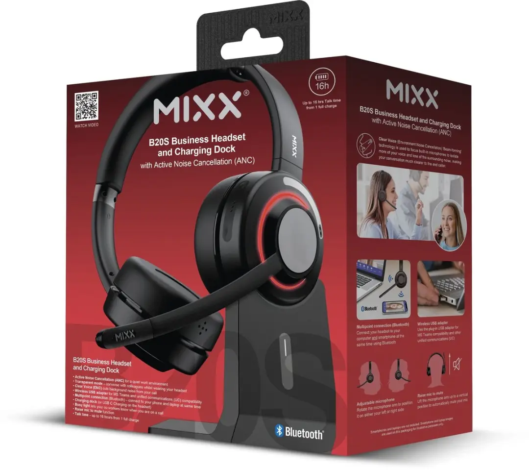 Mixx B20S Wireless Noise Cancelling Headset - Zwart