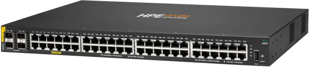 HPE Aruba CX 6000 R8N85B#ABB Switch - 48x PoE 1G - 4x SFP - 104Gbps