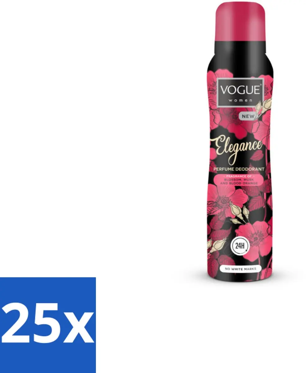Vogue Elegance Parfum Deodorant 150ml - Bloesem - 25 Stuks