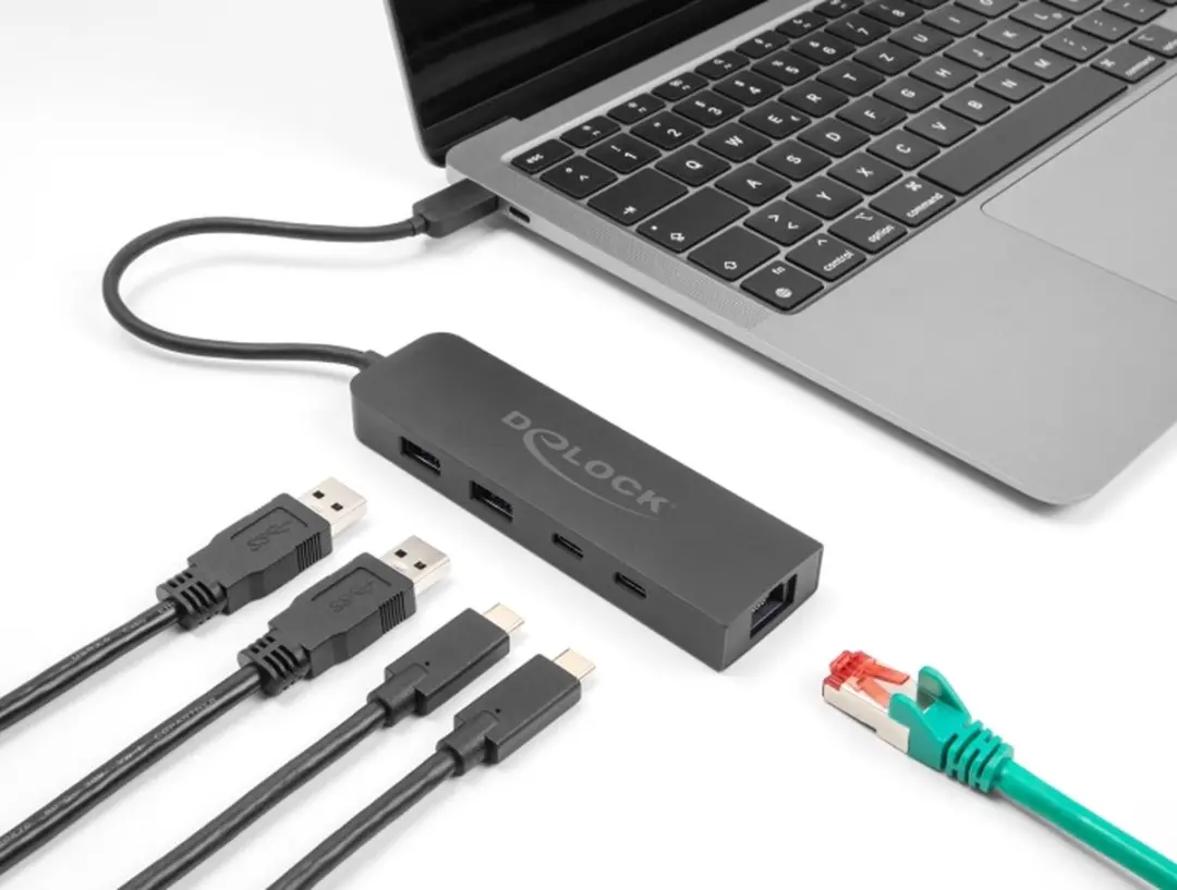 Delock 10Gbps USB Hub met 2.5Gb LAN & PD 85W - Zwart