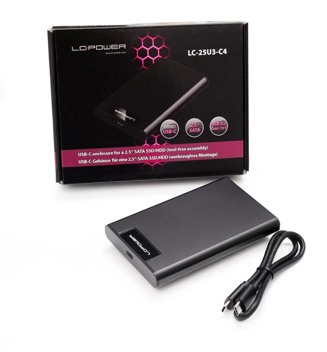 LC Power 25U3-C4 Externe Harde Schijf Behuizing 2.5" - USB-C 10Gb/s - Zwart