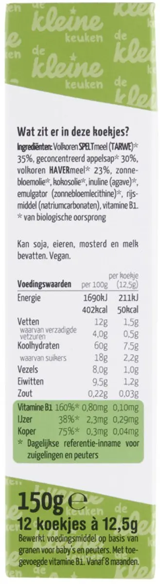 De Kleine Keuken Bio Speltkoekjes 150g