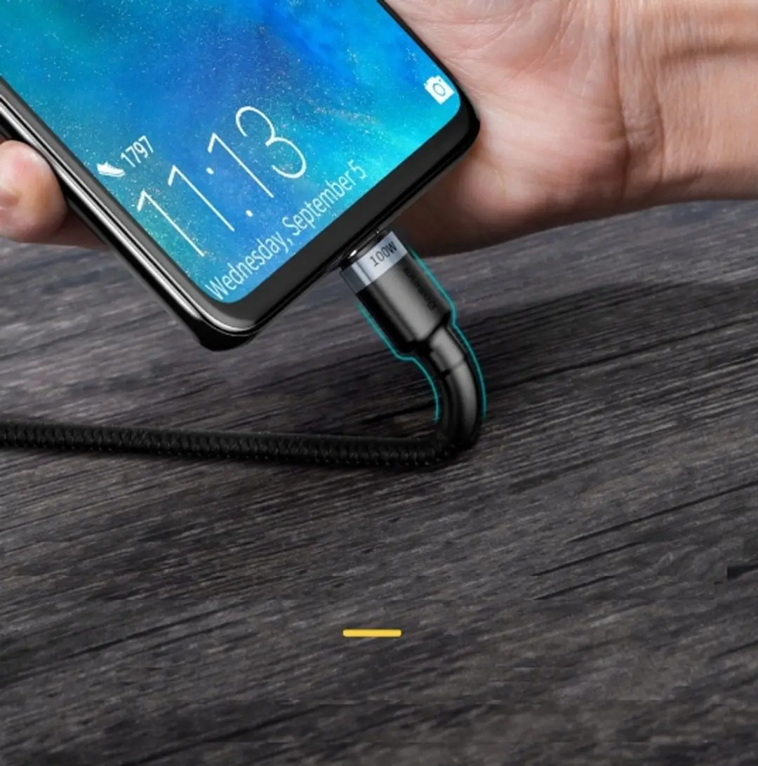 Baseus USB-C Kabel 100W PD QC3.0 - 2m - Zwart