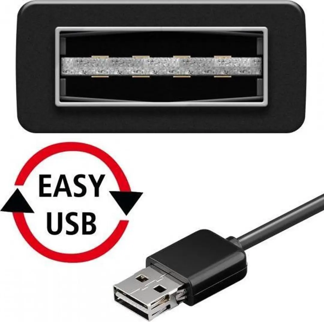 Wentronic USB 2.0 A Male naar Mini Male Kabel - 1m - Zwart