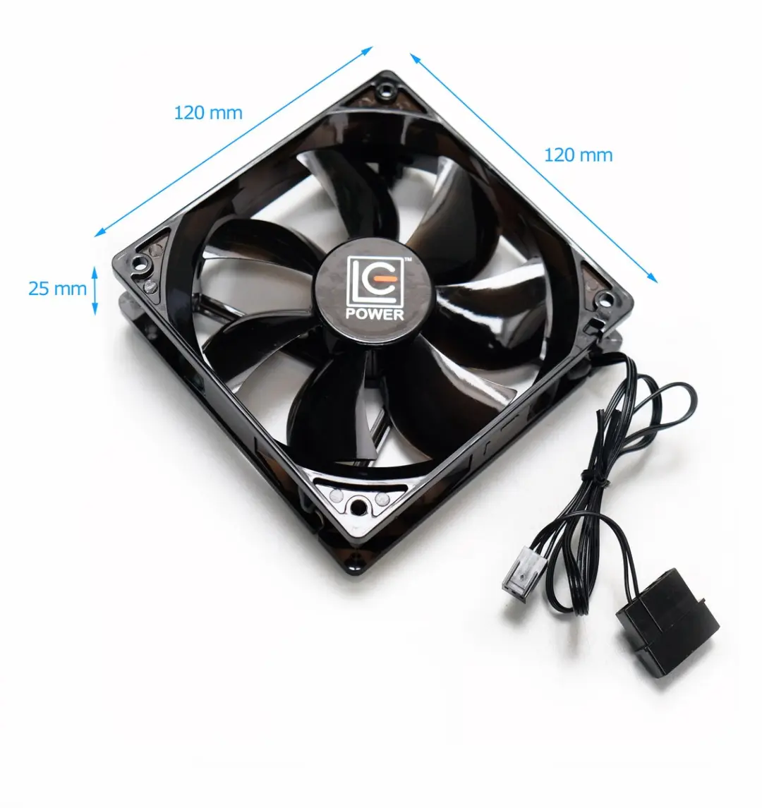 LC Power Ventilator 120mm Zwart - Blauwe LED - 1 Stuk