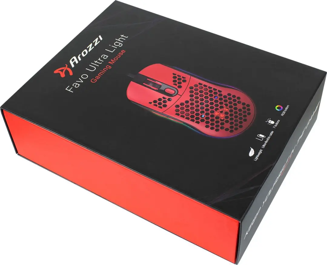 Arozzi Favo Gaming Muis - AZ-FAVO-BKRD - 74g - Rood
