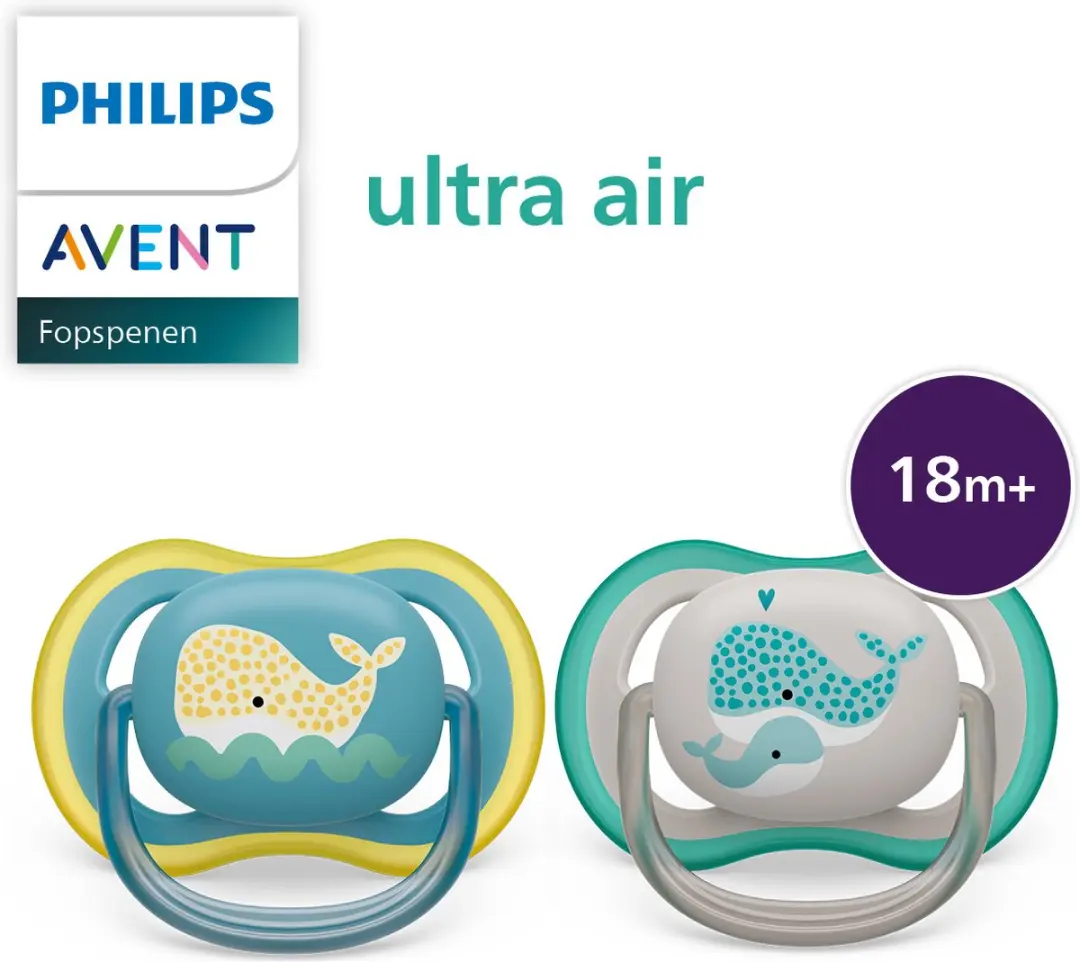 Philips Avent Ultra Air Fopspeen SCF349/24 - Walvis - 2 Stuks