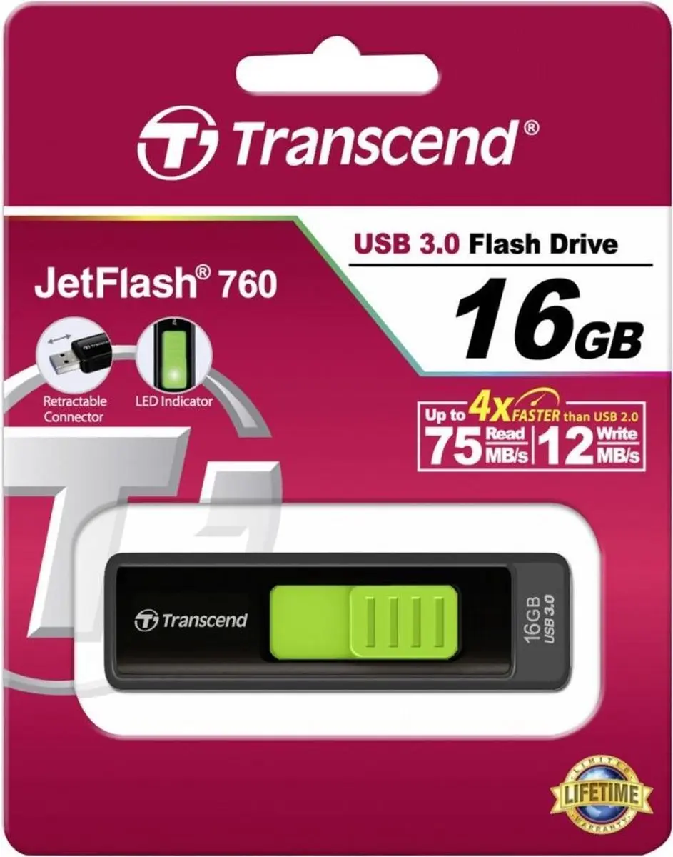 Transcend JetFlash 760 USB-stick 16GB - Zwart
