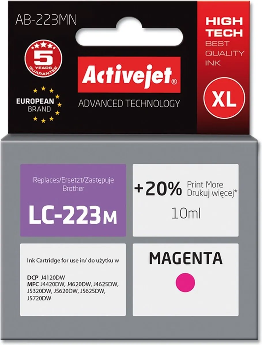 Brother Ink Activejet AB-223MN Magenta - XL Cartridge - afbeelding 2 van 3