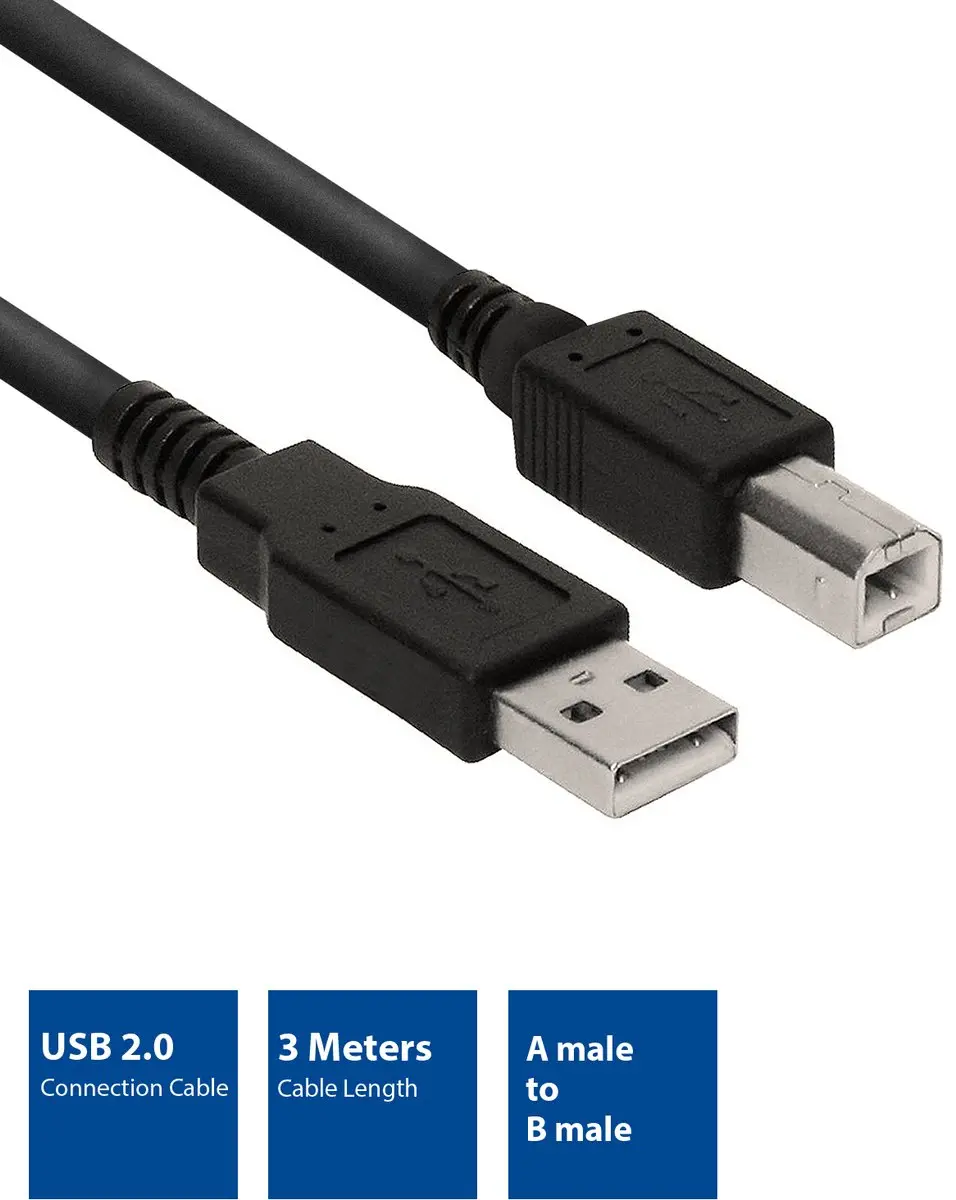 Ewent EC2403 USB-kabel 3m USB 2.0 A-B - Zwart