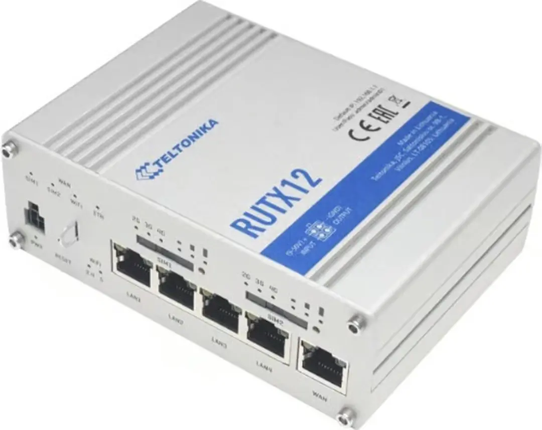 Teltonika RUTX12Dual Industriële Router - 5x LAN/WAN - 8x WiFi-antennes - Zilver