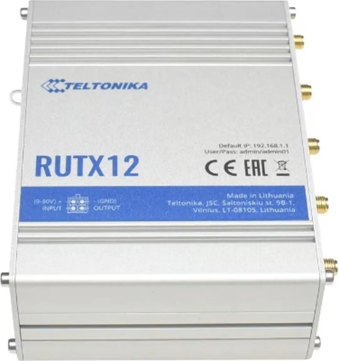 Teltonika RUTX12Dual Industriële Router - 5x LAN/WAN - 8x WiFi-antennes - Zilver