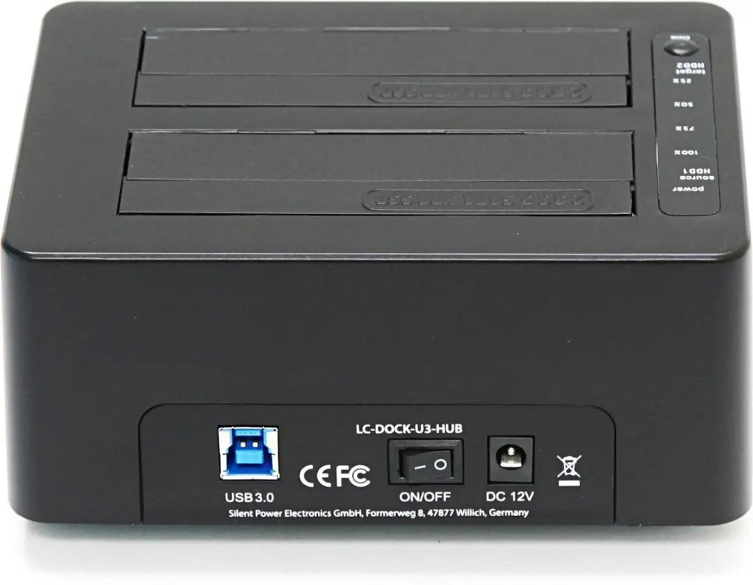 LC Power LC-Dock-U3-HUB Dual Docking Station - USB 3.0 - Zwart