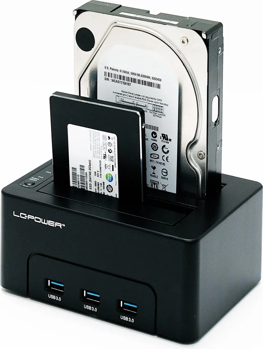 LC Power LC-Dock-U3-HUB Dual Docking Station - USB 3.0 - Zwart