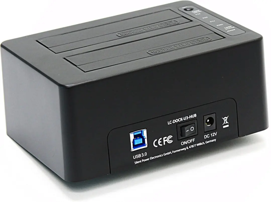 LC Power LC-Dock-U3-HUB Dual Docking Station - USB 3.0 - Zwart