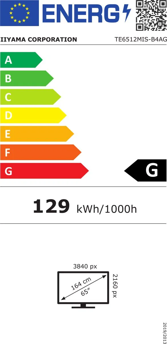 iiyama TE6512MIS-B4AG beeldkrant Kiosk-ontwerp 165,1 cm (65") LCD Wifi 400 cd/m² 4K Ultra HD Zwart Touchscreen Type processor Android 24/7