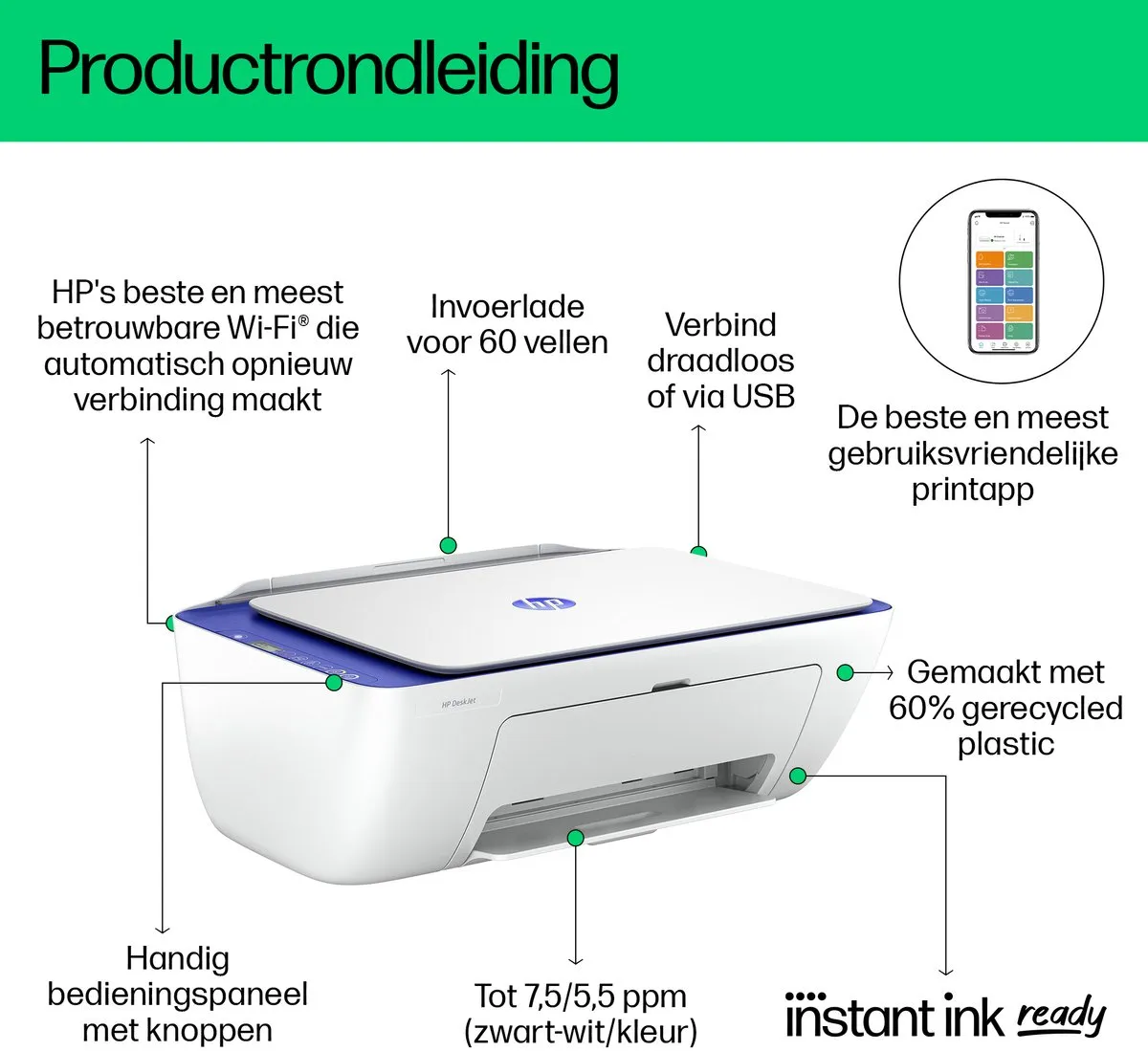 HP DeskJet 2821e All-in-One Printer - 4 Kleuren - 60 Vel - afbeelding 6 van 6