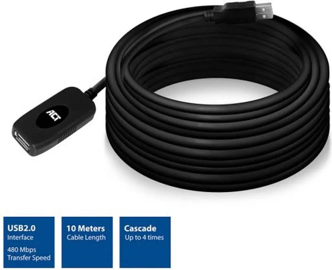 ACT AC6010 USB Verlengkabel 20m - 2 Stuks