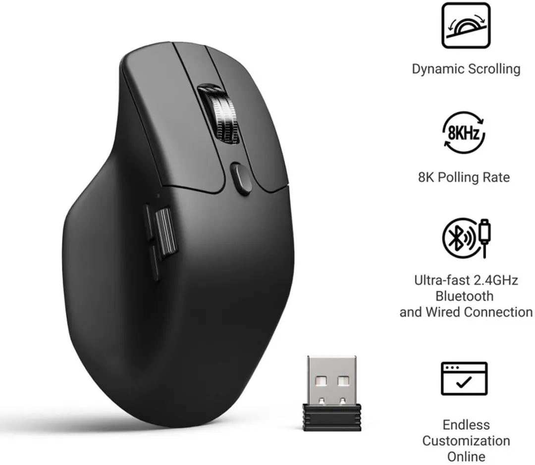 Keychron M6 Muis - PixArt 3950 - 8K Polling Rate - Zwart