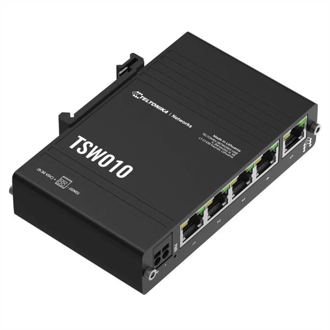 Teltonika TSW010 Ethernet Switch - 1 PoE-poort - 1 Gbps - Zwart