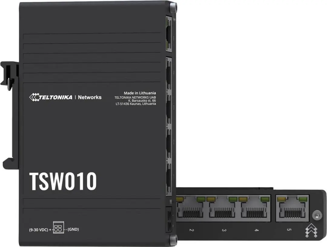 Teltonika TSW010 Ethernet Switch - 1 PoE-poort - 1 Gbps - Zwart