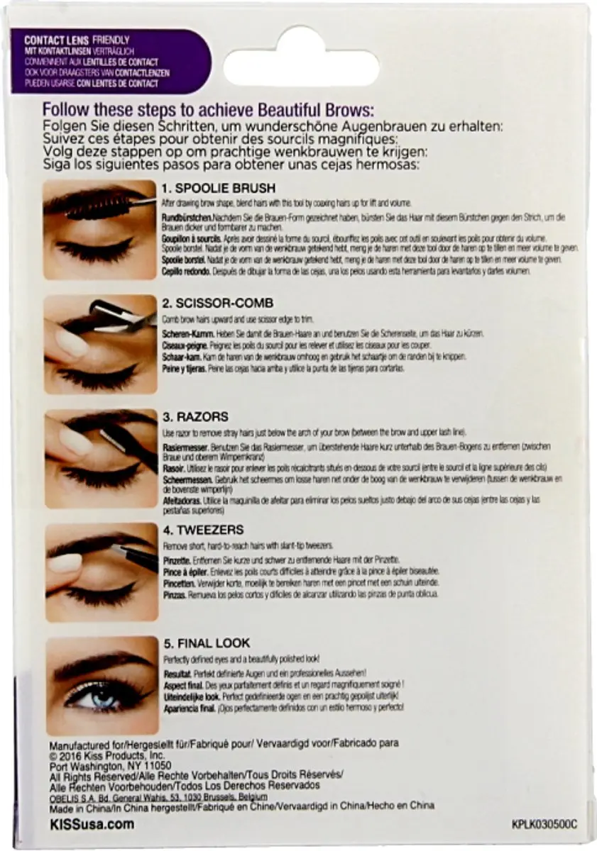 Kiss Beautiful Tool Kit Wenkbrauwset - Zwart