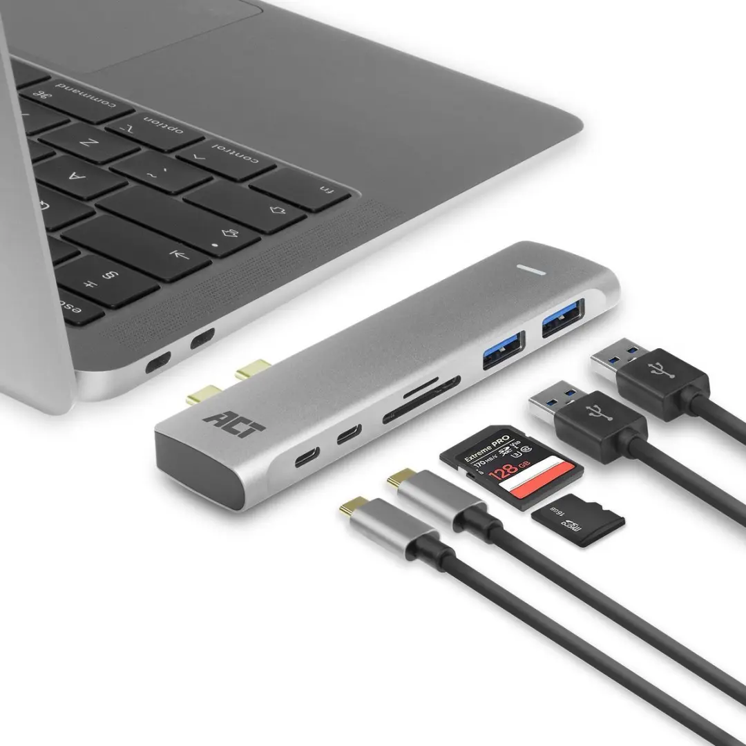 ACT AC7025 USB-C Thunderbolt 3 Multiport Adapter - HDMI & 2x USB-A - Zilver