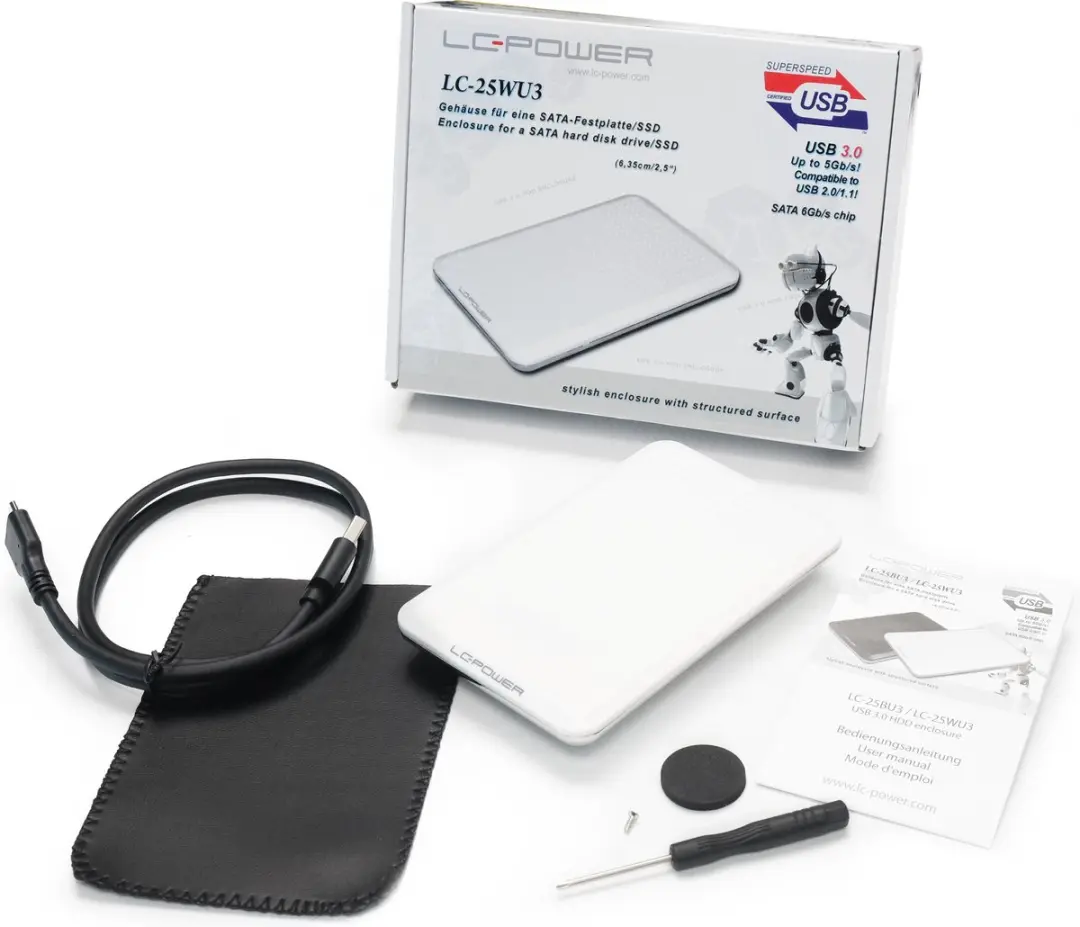 LC Power 25WU3 Externe Behuizing 2.5" SATA - Wit