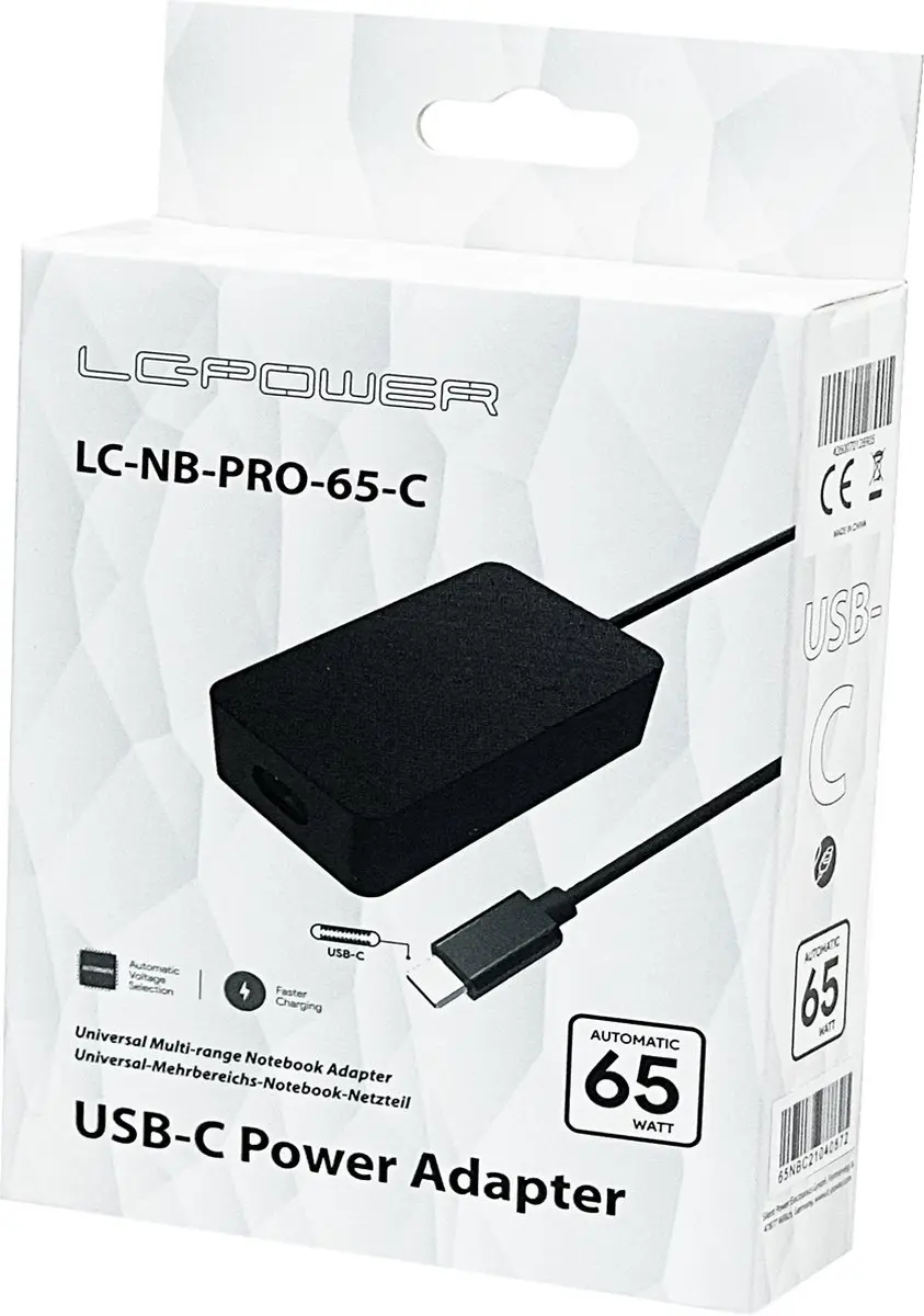 LC Power LCNB-PRO-65-C USB-C Oplader 65W - 110~240V
