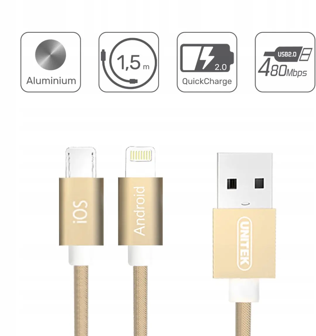 Unitek Y-C4023GD USB-Kabel 1,5m - Goud