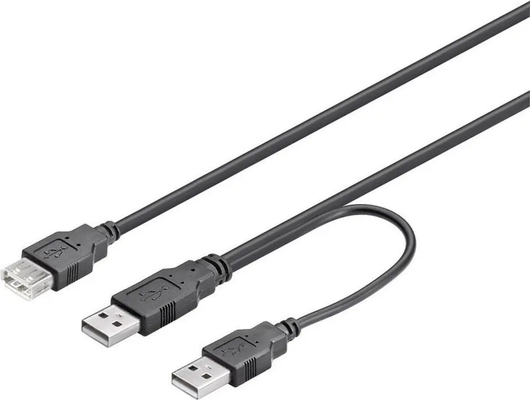 Wentronic USB-kabel 2.0 0,3m 93353 - 2x USB-A M naar USB-A V - Zwart