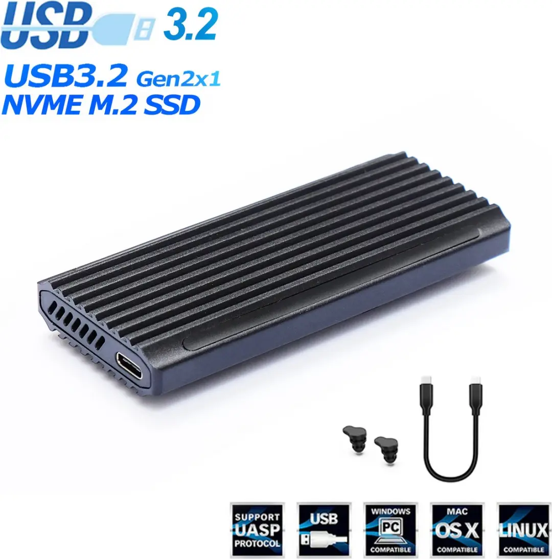 LC Power LC-M2-C-NVME-4 SSD Behuizing - M.2 NVMe/SATA - 10 Gb/s - Zwart
