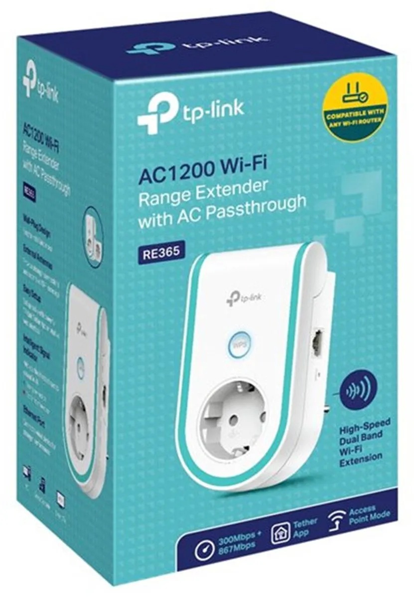 TP-Link RE365 WiFi Repeater - 1x Ethernet - Wit