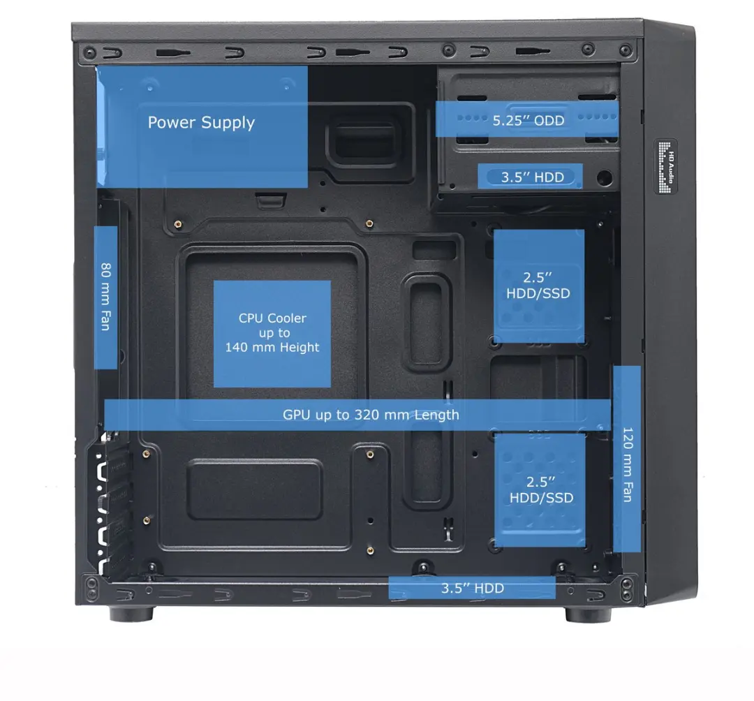 LC Power 2017MB Micro-ATX PC Behuizing - 500W 80+ Bronze - Zwart
