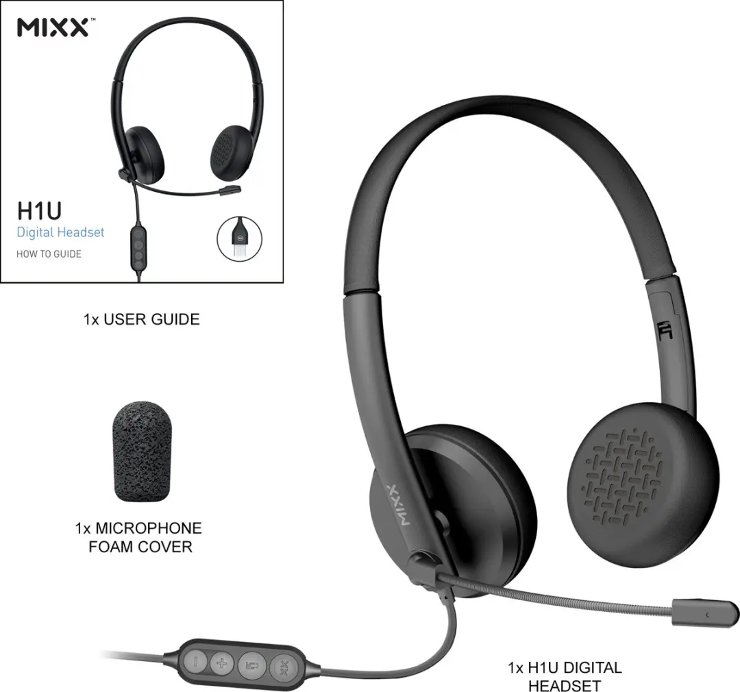 Mixx H1U Bedrade Headset USB-A - Zwart