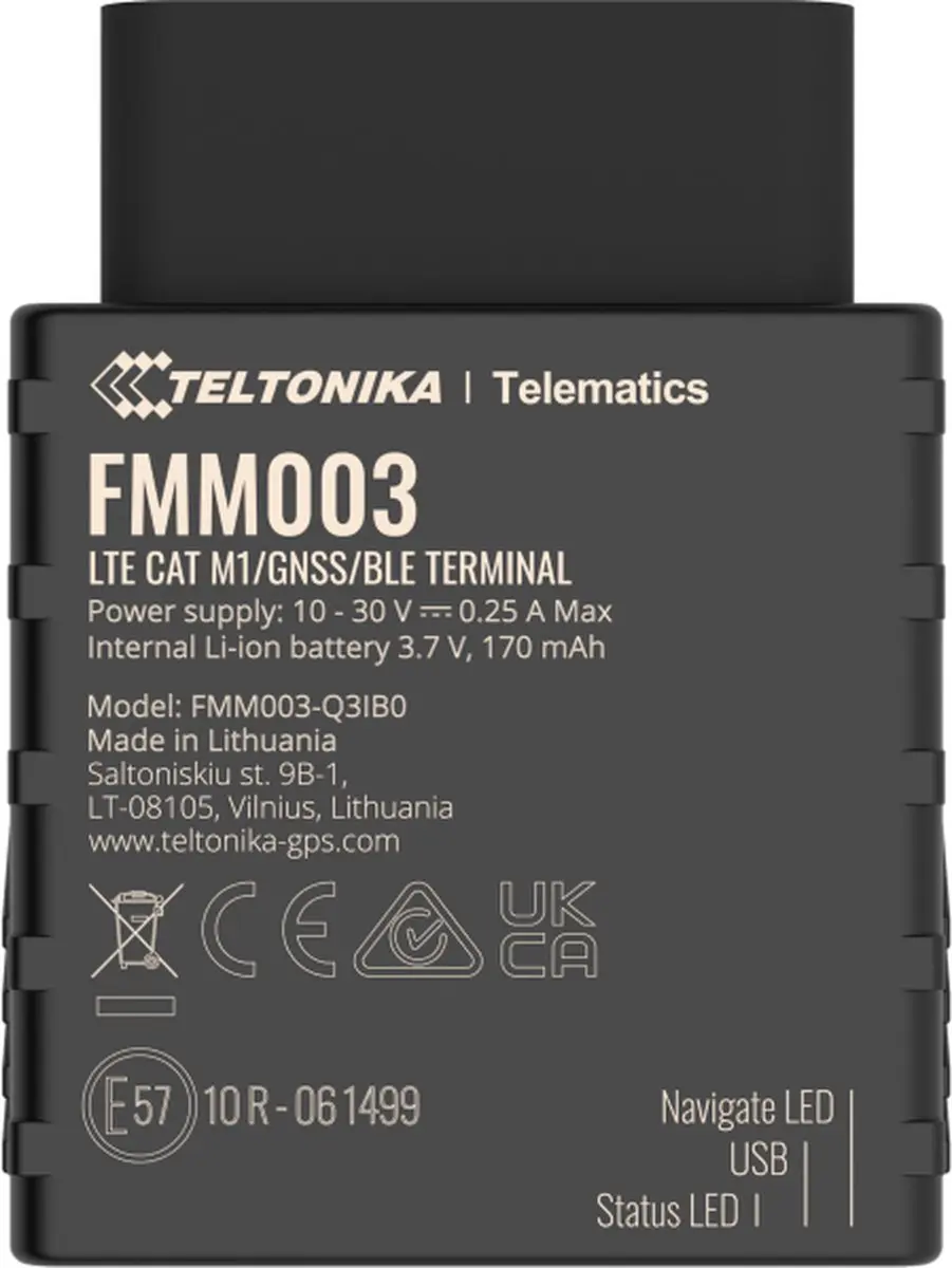 Teltonika FMM003 4G LTE Tracker OBD - Werelddekking - Zwart