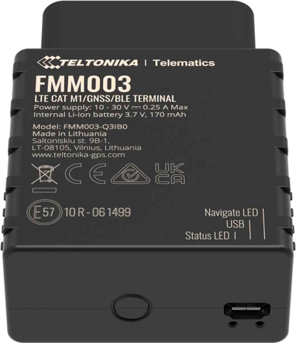 Teltonika FMM003 4G LTE Tracker OBD - Werelddekking - Zwart