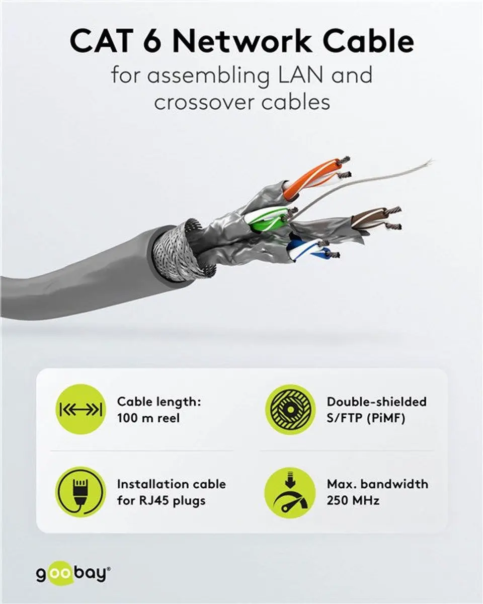 Wentronic 94217 Cat 6 UTP-kabel 100m - Wit - afbeelding 6 van 6