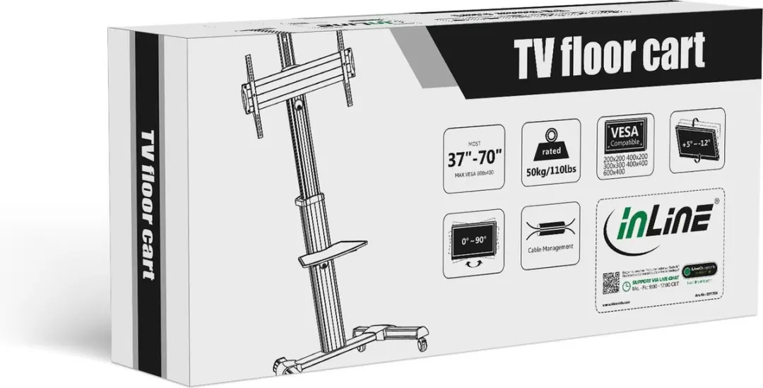 InLine TV Trolley 23170A - 37-70" - 50 kg - Zwart/Zilver