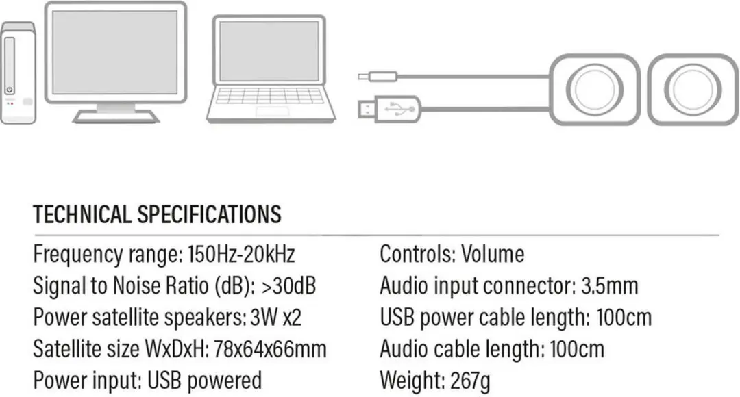 Eminent EM3513 PC Speakerset 2.0 - 6W - Zwart