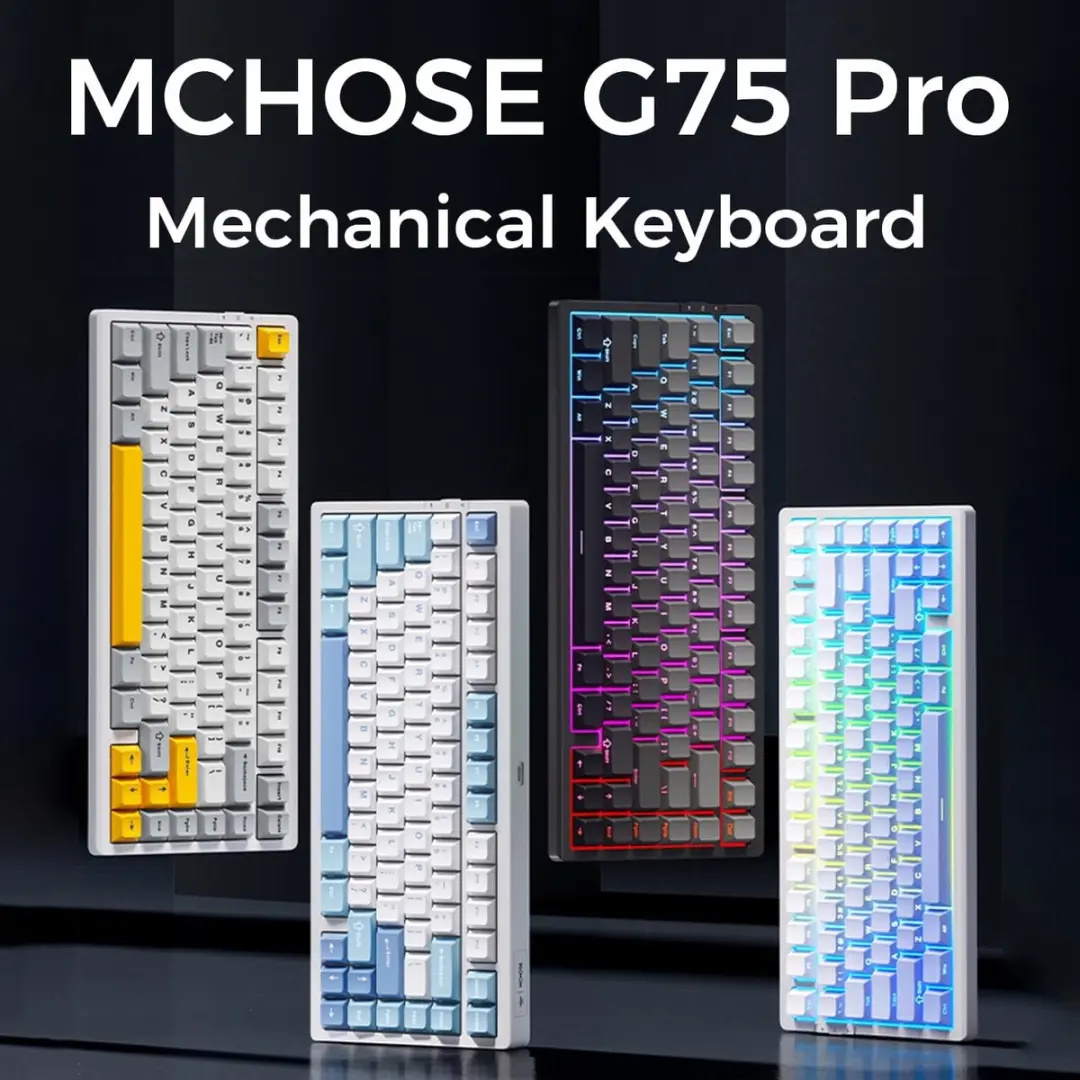 MCHOSE G75 Pro Mechanisch Gaming Keyboard - Matcha Latte Switch - 75% Layout - 8000mAh - Glacier
