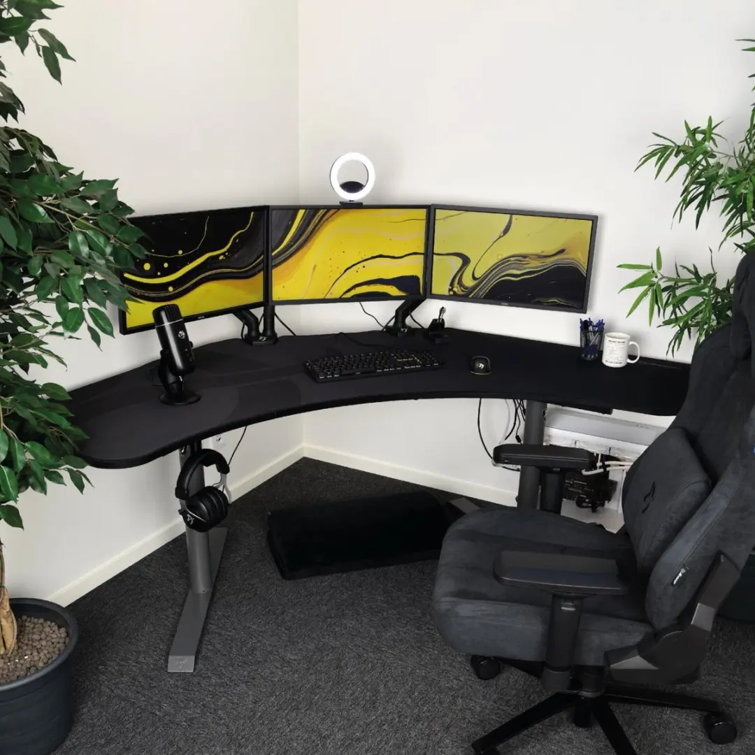 Arozzi Arena Angelo Gaming Hoekbureau - Bureaubrede Muismat 225cm Gunmetal