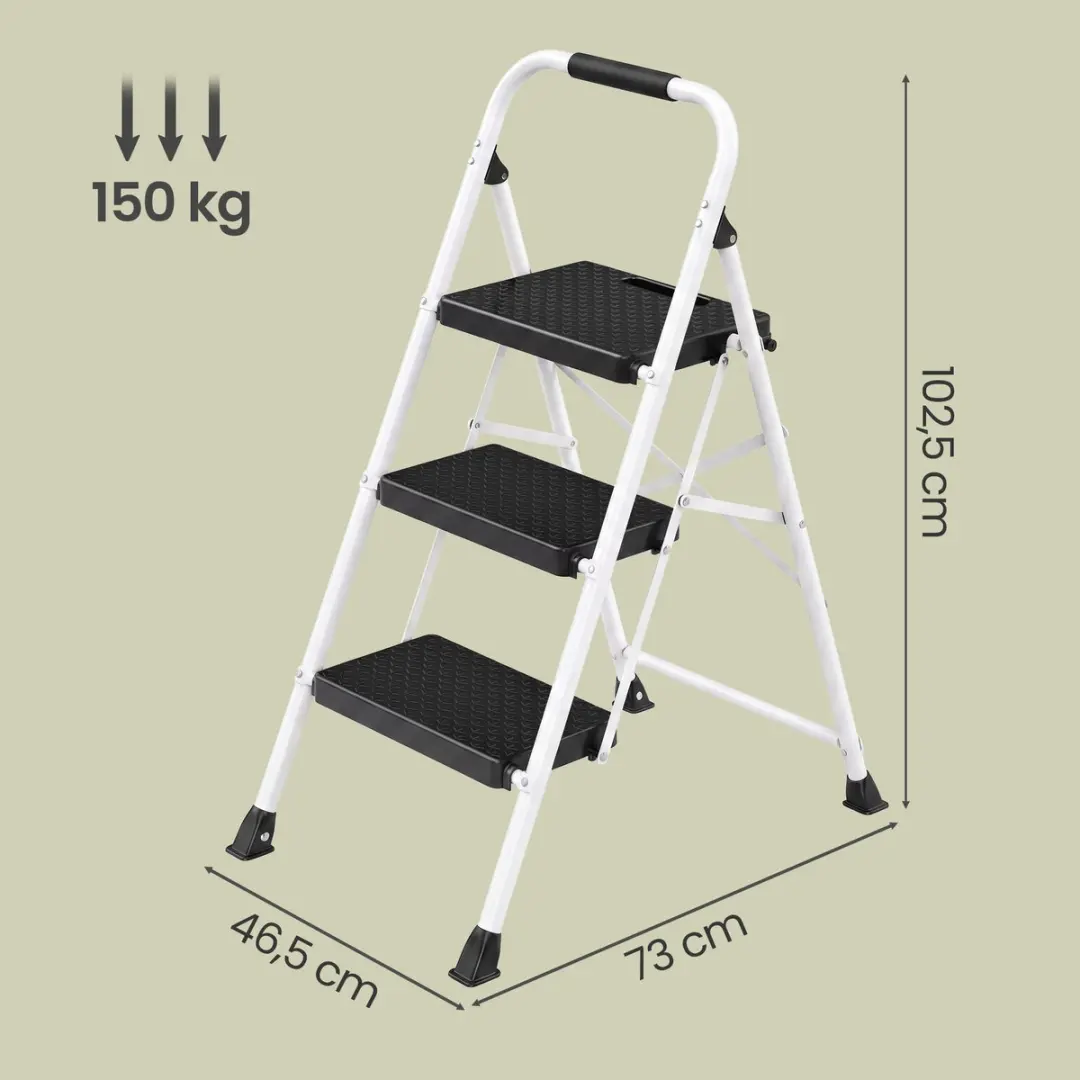 Songmics Opvouwbare Trap 3-treden - 150 kg - Wit