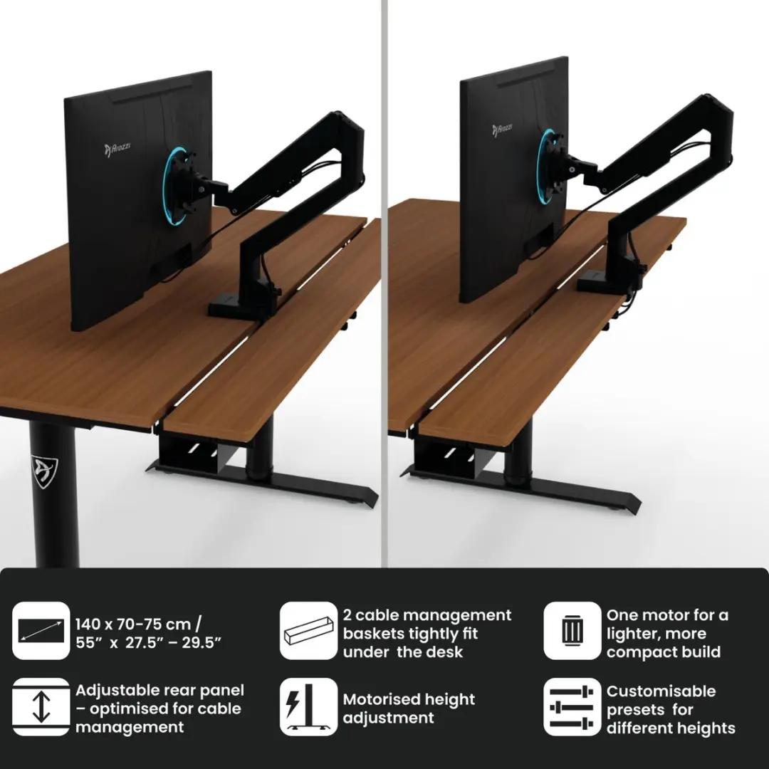 Arozzi Arena Nordico Elektrisch Bureau 140cm - Notenhout
