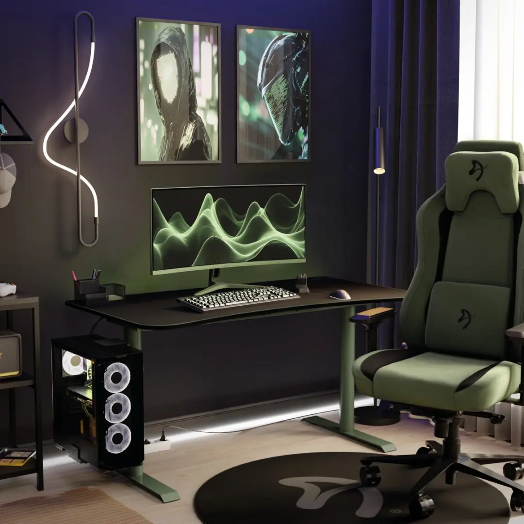 Arozzi Arena Medium Gaming Bureau - Muismat 140cm Bosgroen