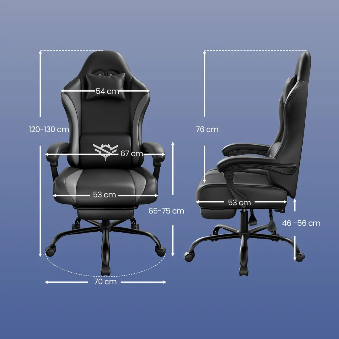 Songmics Gamingstoel Ergonomisch PU-leer 135° - Zwart/grijs